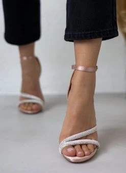 The Fashion Project Πέδιλα με στρας σατέν - Σομόν -Κατάστημα TheFashionProject pedila saten me stras 110671 d26b