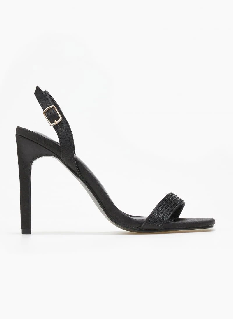 The Fashion Project Πέδιλα με στρας σατέν - Μαύρο 3 The Fashion Project Πέδιλα με στρας σατέν - Μαύρο