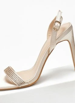 The Fashion Project Πέδιλα με στρας σατέν - Μπεζ -Κατάστημα TheFashionProject pedila saten me strass 110832 hjga