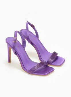 The Fashion Project Πέδιλα με στρας σατέν - Μωβ -Κατάστημα TheFashionProject pedila saten me strass 110833 w2s9