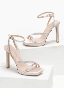 The Fashion Project Πέδιλα με στρας σατέν - Μπεζ -Κατάστημα TheFashionProject pedila saten me strass 110866 2ah0