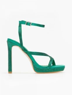 The Fashion Project Πέδιλα με στρας σατέν - Πράσινο 7 The Fashion Project Πέδιλα με στρας σατέν - Πράσινο -Κατάστημα TheFashionProject pedila saten me strass 110867 ea3a