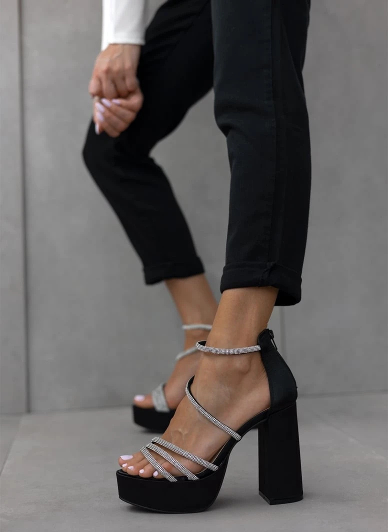 The Fashion Project Πέδιλα σατέν με Strass - Μαύρο 7 The Fashion Project Πέδιλα σατέν με Strass - Μαύρο - Image 5