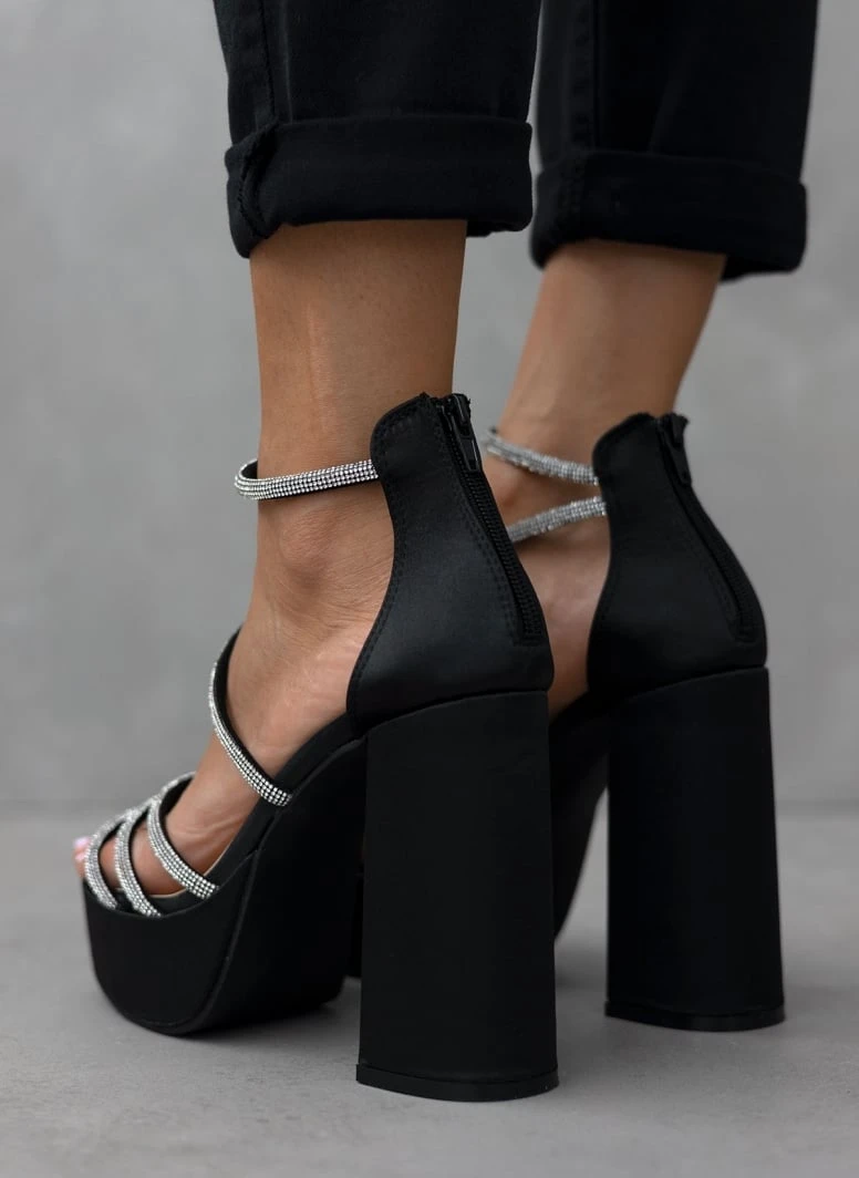 The Fashion Project Πέδιλα σατέν με Strass - Μαύρο 6 The Fashion Project Πέδιλα σατέν με Strass - Μαύρο - Image 4