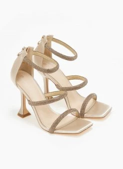 The Fashion Project Πέδιλα με στρας και φερμουάρ σατέν - Χρυσό -Κατάστημα TheFashionProject pedila saten me strass kai fermouar 110747 hrb7