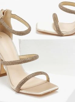 The Fashion Project Πέδιλα με στρας και φερμουάρ σατέν - Χρυσό -Κατάστημα TheFashionProject pedila saten me strass kai fermouar 110747 wgbt