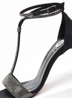 Πέδιλα με μπαρέτα και στρας Tfp - Μαύρο -Κατάστημα TheFashionProject pedila saten me strass tfp 108637 zv5u