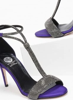 Πέδιλα με μπαρέτα και στρας Tfp - Μωβ -Κατάστημα TheFashionProject pedila saten me strass tfp 108981 4ka4