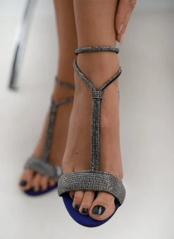 Πέδιλα με μπαρέτα και στρας Tfp - Μωβ -Κατάστημα TheFashionProject pedila saten me strass tfp 108981 krlj