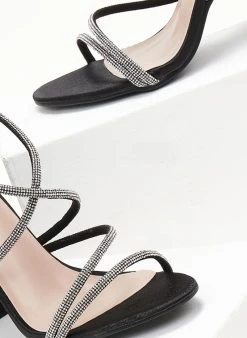 The Fashion Project Πέδιλα με στρας - Μαύρο -Κατάστημα TheFashionProject pedila saten me takouni kampana 107222 k5wn