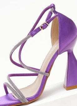 The Fashion Project Πέδιλα με στρας - Μωβ -Κατάστημα TheFashionProject pedila saten me takouni kampana 107223 0c0k