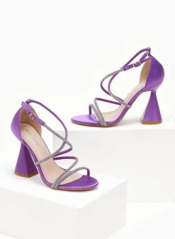 The Fashion Project Πέδιλα με στρας - Μωβ -Κατάστημα TheFashionProject pedila saten me takouni kampana 107223 5xk6