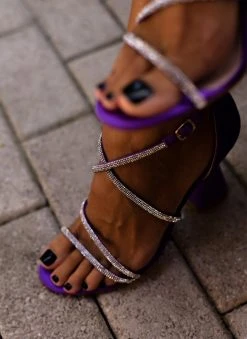 The Fashion Project Πέδιλα με στρας - Μωβ -Κατάστημα TheFashionProject pedila saten me takouni kampana 107223 l83u