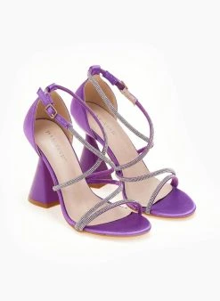 The Fashion Project Πέδιλα με στρας - Μωβ -Κατάστημα TheFashionProject pedila saten me takouni kampana 107223 t6p2