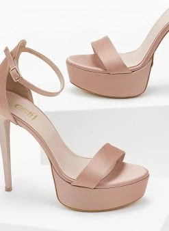 Estil Πέδιλα με μπαρέτα υφασμάτινα Tfp - Nude -Κατάστημα TheFashionProject pedila saten tfp me kleisti fterna 104193 65be