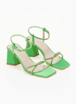 Πέδιλα με στρας σατέν Tfp - Λαχανί -Κατάστημα TheFashionProject pedila saten tfp me lepta strass 105141 xsvn