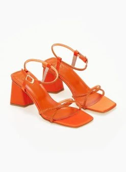 Πέδιλα με στρας σατέν Tfp - Πορτοκαλί -Κατάστημα TheFashionProject pedila saten tfp me lepta strass 105192 z9gu