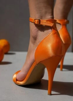 Πέδιλα με μπαρέτα υφασμάτινα Tfp - Πορτοκαλί -Κατάστημα TheFashionProject pedila saten tfp me mpareta 100379 xfuz