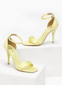 Πέδιλα με μπαρέτα υφασμάτινα Tfp - Κίτρινο -Κατάστημα TheFashionProject pedila saten tfp me mpareta 100448 ekkz