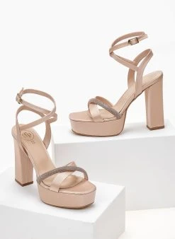 Πέδιλα σατέν TFP με χιαστί μπαρέτα - Nude 13 Πέδιλα σατέν TFP με χιαστί μπαρέτα - Nude -Κατάστημα TheFashionProject pedila saten tfp me xiasti mpareta 104302 cj3h