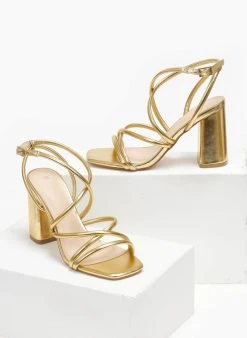 The Fashion Project Πέδιλα σε μεταλλικά χρώματα - Χρυσό -Κατάστημα TheFashionProject pedila se metallika xrwmata 110595 dmer