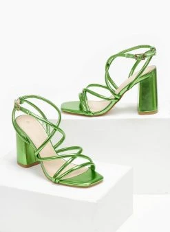 The Fashion Project Πέδιλα σε μεταλλικά χρώματα - Πράσινο -Κατάστημα TheFashionProject pedila se metallika xrwmata 110597 k6ed