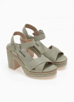 Πέδιλα με μπαρέτα Crossover Refresh 170695 - Χακί -Κατάστημα TheFashionProject pedila suede me ekswteriki rafi refresh 170695 110323 8fbx