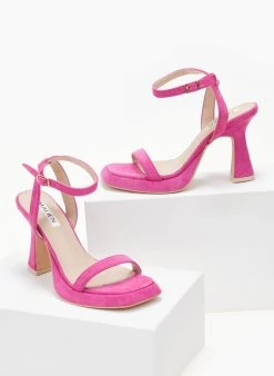 The Fashion Project Πέδιλα με φιάπα Suede και μπαρέτα - Φούξια -Κατάστημα TheFashionProject pedila suede me idiaiteri fiapa 105228 16st