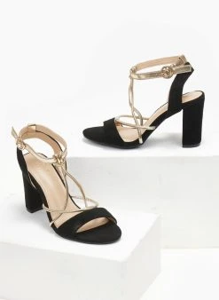 The Fashion Project Πέδιλα Suede με λεπτά λουράκια - Μαύρο -Κατάστημα TheFashionProject pedila suede me lepta lourakia 111657 w542