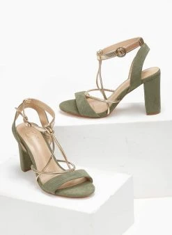 The Fashion Project Πέδιλα Suede με λεπτά λουράκια - Χακί -Κατάστημα TheFashionProject pedila suede me lepta lourakia 111659 gnnt