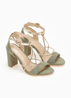 The Fashion Project Πέδιλα Suede με λεπτά λουράκια - Χακί -Κατάστημα TheFashionProject pedila suede me lepta lourakia 111659 ll0a