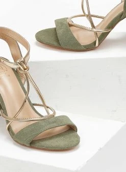 The Fashion Project Πέδιλα Suede με λεπτά λουράκια - Χακί -Κατάστημα TheFashionProject pedila suede me lepta lourakia 111659 lvjf