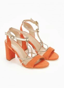 The Fashion Project Πέδιλα Suede με λεπτά λουράκια - Πορτοκαλί -Κατάστημα TheFashionProject pedila suede me lepta lourakia 111660 4ou4