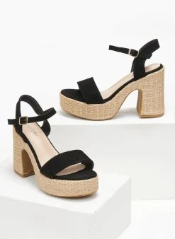 The Fashion Project Πέδιλα με μπαρέτα Suede - Μαύρο -Κατάστημα TheFashionProject pedila suede me mpareta 111321 h4km