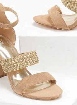 The Fashion Project Πέδιλα Suede με μπαρέτα - Κάμελ -Κατάστημα TheFashionProject pedila suede me mpareta 111732 b60w