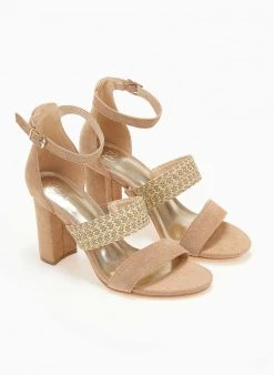 The Fashion Project Πέδιλα Suede με μπαρέτα - Κάμελ -Κατάστημα TheFashionProject pedila suede me mpareta 111732 kcf6