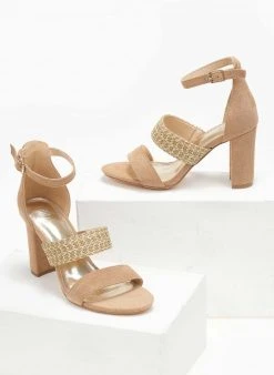 The Fashion Project Πέδιλα Suede με μπαρέτα - Κάμελ -Κατάστημα TheFashionProject pedila suede me mpareta 111732 yvxk