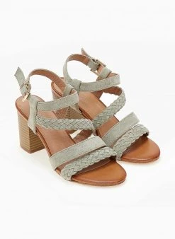 The Fashion Project Πέδιλα με μπαρέτα Suede - Βεραμάν -Κατάστημα TheFashionProject pedila suede me plekto sxedio 103981 hnel