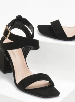 The Fashion Project Πέδιλα Suede με χιαστί δέσιμο - Μαύρο -Κατάστημα TheFashionProject pedila suede me xiasti desimo 111650 uw0g