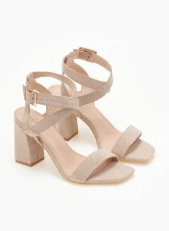 The Fashion Project Πέδιλα Suede με χιαστί δέσιμο - Τάουπε -Κατάστημα TheFashionProject pedila suede me xiasti desimo 111651 ftdp