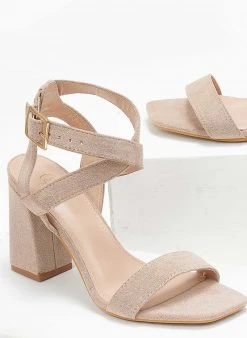 The Fashion Project Πέδιλα Suede με χιαστί δέσιμο - Τάουπε -Κατάστημα TheFashionProject pedila suede me xiasti desimo 111651 ke48