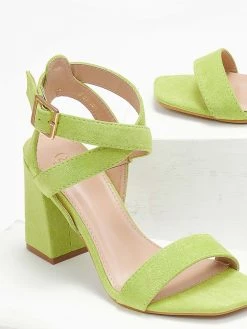 The Fashion Project Πέδιλα Suede με χιαστί δέσιμο - Lime -Κατάστημα TheFashionProject pedila suede me xiasti desimo 111652 k105