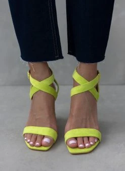 The Fashion Project Πέδιλα Suede με χιαστί δέσιμο - Lime -Κατάστημα TheFashionProject pedila suede me xiasti desimo 111652 ket5