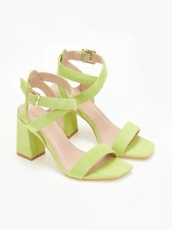 The Fashion Project Πέδιλα Suede με χιαστί δέσιμο - Lime -Κατάστημα TheFashionProject pedila suede me xiasti desimo 111652 lcsk