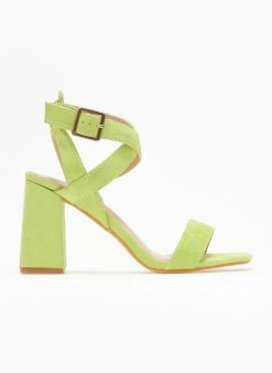 The Fashion Project Πέδιλα Suede με χιαστί δέσιμο - Lime -Κατάστημα TheFashionProject pedila suede me xiasti desimo 111652 m7tl