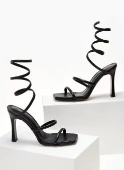 Πέδιλα Lace Up Tfp - Μαύρο -Κατάστημα TheFashionProject pedila tfp me elasma kai krustalla 104690 a3fu