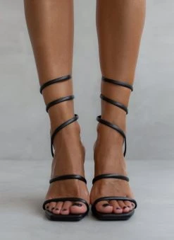 Πέδιλα Lace Up Tfp - Μαύρο -Κατάστημα TheFashionProject pedila tfp me elasma kai krustalla 104690 eoj4