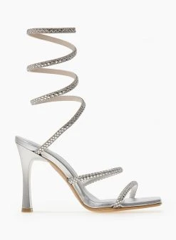 Πέδιλα Lace Up Tfp - Ασημί -Κατάστημα TheFashionProject pedila tfp me elasma kai krustalla 104691 l5nw