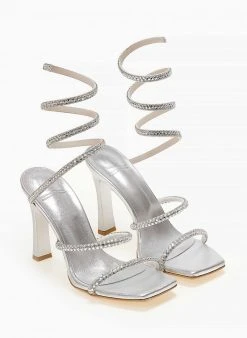 Πέδιλα Lace Up Tfp - Ασημί -Κατάστημα TheFashionProject pedila tfp me elasma kai krustalla 104691 y1ua