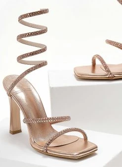 Πέδιλα Lace Up Tfp - Χαλκός 11 Πέδιλα Lace Up Tfp - Χαλκός -Κατάστημα TheFashionProject pedila tfp me elasma kai krustalla 104692 n9to